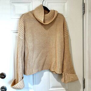 Goodnight Macaroon Blush Waffle Knit Turtleneck Sweater S
